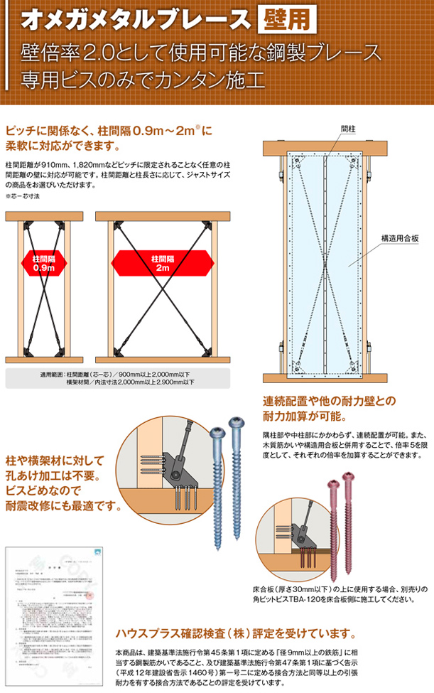 オメガメタルブレース(壁用)