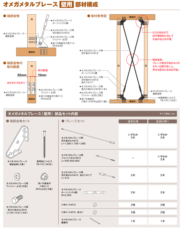 オメガメタルブレース(壁用)