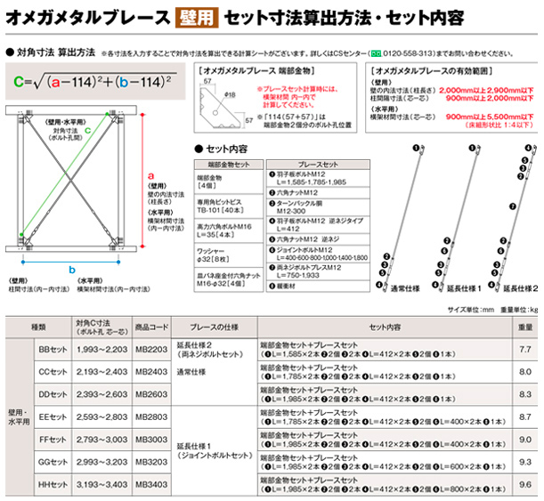 オメガメタルブレース(壁用)